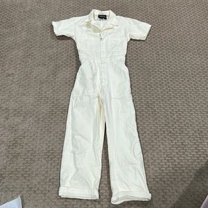 Big Bud Press Cream Short Sleeve Denim Jumpsuit